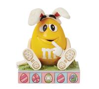 Enesco M&M's by Jim Shore M&M Yellow Character Wearing Bunny Ears Figurine- Stone Resin Hand Painted Crafted Collectible M&M Candy Figurines Easter Home Decor Statue, 4.33 Inch