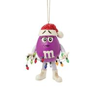 Enesco M&M's by Jim Shore Purple Character Wrapped in Christmas Lights Hanging Ornament, 4.72 Inch, Multicolor