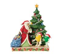 Enesco M&M's by Jim Shore Santa with Green and Yellow Characters by Christmas Tree Figurine, 8.27 Inch, Multicolor