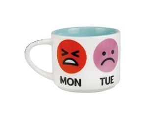 Enesco Our Name is Mud Days of The Week Mood Faces Coffee Mug, 12 Ounce, Multicolor