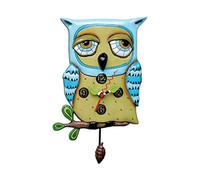 Enesco P1062 Wall Clock Owl Resin 30.5 cm Blue