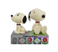 Enesco Peanuts by Jim Shore Collection Snoopy Vintage and Modern 75th Anniversary Figurine- Stone Resin Hand Crafted Painted Collectible Peanuts Snoopy Figurines Home Decor Statue, 5 Inch