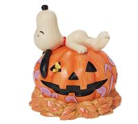 Enesco Peanuts by Jim Shore Halloween Snoopy Laying on Carved Pumpkin Figurine, 5.5 Inch, Multicolor
