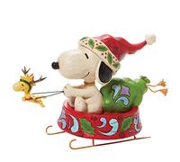Enesco Peanuts by Jim Shore Santa Snoopy in a Dog Bowl Sled Figurine, 5.5 Inch, Multicolor