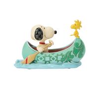 Enesco Peanuts by Jim Shore Snoopy and Woodstock Paddling in Canoe Figurine, 4.09 Inch, Multicolor