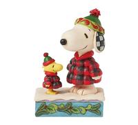 Enesco Peanuts by Jim Shore Snoopy and Woodstock Wearing Puffer Jackets Figurine, 5.5 Inch, Multicolor
