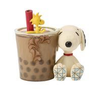 Enesco Peanuts by Jim Shore Snoopy and Woodstock with Giant Boba Tea Cup Figurine, 4.33 Inch, Multicolor