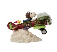 Enesco Peanuts by Jim Shore Snoopy Flying Christmas Ace Plane Figurine, 5.12 Inch, Multicolor