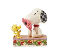 Enesco Peanuts by Jim Shore Collection Woodstock Snoopy with Nose Through Heart Figurine- Stone Resin Hand Crafted Painted Collectible Peanuts Snoopy Figurines Valentine Home Decor Statue, 4.92 Inch