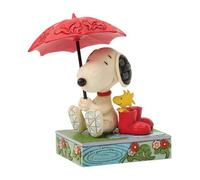 Enesco Peanuts by Jim Shore Snoopy Holding an Umbrella for Woodstock Figurine, 5.35 Inch, Multicolor