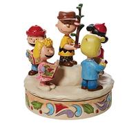 Enesco Peanuts by Jim Shore The Gang Caroling Around The Christmas Tree Hand-Rotated Figurine, 6.5 Inch, Multicolor,Red