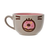 Enesco Pusheen The Cat Donut Face Latte Coffee Mug, 18 Ounce, Multicolor