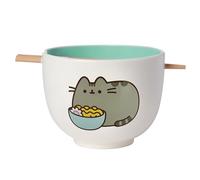 Enesco Pusheen the Cat Eating Ramen Bowl and Chopsticks Set, Multi-Colour, 10 cm