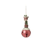 Enesco Rudolph Traditions by Jim Shore Reindeer Standing on Bell Hanging Ornament, 4.37 Inch, Multicolor