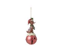 Enesco Rudolph Traditions by Jim Shore Reindeer Standing on Bell Hanging Ornament, 4.37 Inch, Multicolor