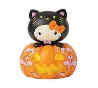 Enesco Sanrio by Jim Shore Halloween Hello Kitty Black Cat Costume in a Pumpkin Lit Figurine, 4.84 Inch, Multicolor