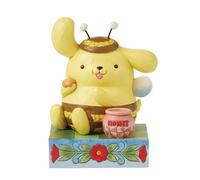 Enesco Sanrio by Jim Shore Pompompurin Dressed as a Bumblebee with Honey Figurine- Stone Resin Hand Painted Crafted Collectible Hello Kitty Figurines Home Decor Statue, 4.65 Inch