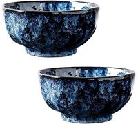 ENESEA Ramen bowl,salad bowl,fruit bowl,ramen bowl,large serving bowls,. Ceramic Ramen Bowls Set of 2,Deep Soup Bowls,Rice Bowls Microwave Safe-blue-350ml,4.5" (Color : Blu, Size : 350ml)