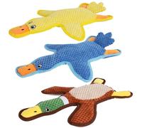 Eneston Dog Toys Squeaky Duck 3 Pack No Stuffing Plush Dogs Chews Toy Products Puppy Teething Chewing Interactive to Keep Them Busy for Small Medium Large Breeds