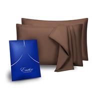 ENETIX 2 Pack 1800 Brushed Microfiber Pillowcase with Gift Package, Acne Free Envelope Design Pillow Cover for Hair and Skin, Coffee Standard