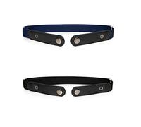 eneyer 2 pack men's or women's buckle-less comfortable elastic belt for jeans or casual dress, no buckle, Black - Navy, Large
