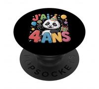 Enfant Panda Enfant 4ans Anniversaire Garcon Fille Panda PopSockets Adhesive PopGrip