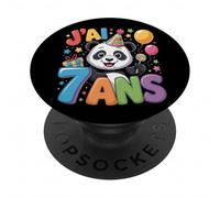 Enfant Panda Enfant 7ans Anniversaire Garcon Fille Panda PopSockets Adhesive PopGrip