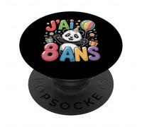 Enfant Panda Enfant 8ans Anniversaire Garcon Fille Panda PopSockets Adhesive PopGrip