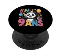 Enfant Panda Enfant 9ans Anniversaire Garcon Fille Panda PopSockets Adhesive PopGrip