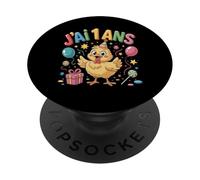 Enfant poulette Enfant 1ans Anniversaire Fille chicken PopSockets Adhesive PopGrip