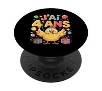 Enfant poulette Enfant 4ans Anniversaire Fille chicken PopSockets Adhesive PopGrip