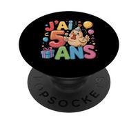 Enfant poulette Enfant 5ans Anniversaire Fille chicken PopSockets Adhesive PopGrip
