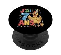 Enfant poulette Enfant 7ans Anniversaire Fille chicken PopSockets Adhesive PopGrip