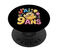 Enfant poulette Enfant 9ans Anniversaire Fille chicken PopSockets Adhesive PopGrip