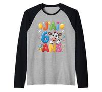 Enfant Vache Enfant 6ans Anniversaire Garcon Fille Cow Raglan Baseball Tee