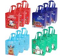 ENFANTRY 12 Pack 12" Christmas Gift Bags,Reusable Non-Woven Tote with Handles for Gift Wrapping, Party Favors and Holiday Supplies