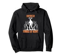 Enforcer by Day Zombie by Night Funny Halloween Creepy Pullover Hoodie