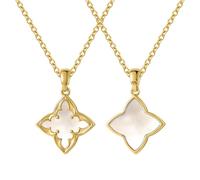 Enforgio Clover Necklace for Women, 14K Gold Plated Adjustable Choker Chain, Dainty Lucky Charm Pendant Jewelry Gift, 50, Copper Stainless Steel Stone, No Gemstone