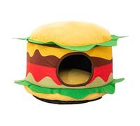 Enforose Cat Bed Cave Cute Hamburger Shape Cat Bed with Removable Washable Cushioned Pillow Soft Plush Warm Cozy Puppy House for Winter
