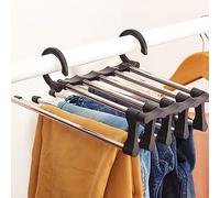 Enforose Fold Pants Trousers Hangers, Stainless Steel Hangers Home Multifunctional for Clothes, Closet Organizer Saver for Trouser(Magic Pant Rack - Black)