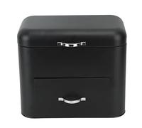 Enforose Iron Bread Storage Container, Iron Bread Box 2 Shelves Large Capacity Large Farmhouse Bread Container for Bread Bagels Cookies(black)