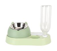 Enforose Raised Stand Dish Bowls Siphon Principle 4 In 1 Stainless Steel Detachable Feeding Station Spill Proof Splash Proof Pet Food Bowls for Cats Dogs (Green)