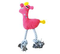 Enforose Stuffingless Dog Squeaky Toys Teeth Cleaning Plush, PP Cotton Bite Resistant Deer Shape Squeaky Cat Dog Chewing Toy with Cotton Rope for Medium Large Dogs (Rose Red)