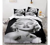 Enfunt-Home Actress Marilyn Monroe Duvet Cover Set Soft Lightweight Microfiber 3 Piece Bedding Set with 2 Pillowcase Kids Quilt Cover Closure Single 135 x 200 cm