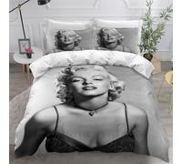 Enfunt-Home Actress Marilyn Monroe Duvet Cover Set Soft Lightweight Microfiber 3 Piece Bedding Set with 2 Pillowcase Kids Quilt Cover Closure Single 135 x 200 cm