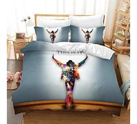 Enfunt-Home Celebrities Michael Jackson Duvet Cover Set Soft Lightweight Microfiber 3 Piece Bedding Set with 2 Pillowcase Kids Quilt Cover Closure Single 135 x 200 cm