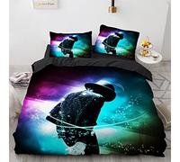 Enfunt-Home Celebrities Michael Jackson Duvet Cover Set Soft Lightweight Microfiber 3 Piece Bedding Set with 2 Pillowcase Kids Quilt Cover Closure Single 135 x 200 cm