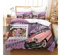 Enfunt-Home Duvet Cover Set Soft Lightweight Microfiber 3 Piece Elvis Presley Bedding Set with 2 Pillowcase Kids Quilt Cover Closure Single 135 x 200 cm