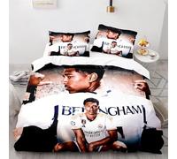 Enfunt-Home Duvet Cover Set Soft Lightweight Microfiber 3 Piece Jude Bellingham Bedding Set with 2 Pillowcase Kids Quilt Cover Closure Single 135 x 200 cm