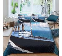 Enfunt-Home Duvet Cover Set Titanic Soft Lightweight Microfiber 2 Piece Bedding Set with 1 Pillowcase Kids Quilt Cover Closure Single 135 x 200 cm